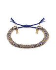 Gold Vermeil Chain and Navy Silk Woven Bracelet - Peridot Fine Jewelry - Marie Laure Chamorel