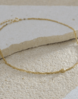Gold Vermeil Chain Woven Necklace with Center Polki Diamond Rondelle Bead - Peridot Fine Jewelry - Marie Laure Chamorel