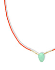 Gold Vermeil & Coral Seed Beaded Necklace with Faceted Turquoise Teardrop Pendant - Peridot Fine Jewelry - Debbie Fisher