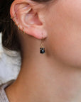 Gold Vermeil & Faceted Black Spinel Drop Earrings Grey Quartz Fringe - Peridot Fine Jewelry - Debbie Fisher