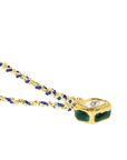 Gold Vermeil & Navy Silk Woven Necklace with Rectangular Bezel-Set Diamond Charm - Peridot Fine Jewelry - Marie Laure Chamorel