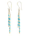 Gold Vermeil & Turquoise Alternating Beaded Double "Stick" Earrings - Peridot Fine Jewelry - Debbie Fisher