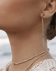 Gold Vermeil Woven Chain Drop Earrings with Crystal Bead & Chain Fringe Details - Peridot Fine Jewelry - Marie Laure Chamorel