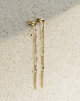 Gold Vermeil Woven Chain Drop Earrings with Crystal Bead & Chain Fringe Details - Peridot Fine Jewelry - Marie Laure Chamorel