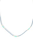 Gray Seed Beaded Necklace with Amazonite & Gold Vermeil Bead Stations - Peridot Fine Jewelry - Debbie Fisher