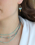 Grey Seed Bead Necklace with Amazonite & Rectangular Gold Vermeil Stations - Peridot Fine Jewelry - Debbie Fisher