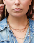 "Harlow" 14 Karat Yellow Gold Mixed - Link Chain Necklace - Peridot Fine Jewelry - Sarah Macfadden