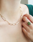 "Hayden Big Sister" 14K Gold Heavyweight Varying Shape Link Necklace - Peridot Fine Jewelry - Sarah Macfadden