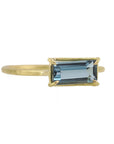 Horizontal London Blue Topaz Baguette Mini Gem Ring - Peridot Fine Jewelry - Rosanne Pugliese