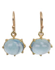 Horizontal Oval Cabochon Aquamarine Drop Earrings - Peridot Fine Jewelry - Rosanne Pugliese