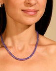 Large Graduated Faceted Tanzanite Beaded Necklace - Peridot Fine Jewelry - Zahava