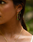 Linear Polki Diamond Slice "Dancing Leaves" Earrings - Peridot Fine Jewelry - Kothari
