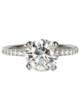 Live Platinum Prong-Set 2.09ct Lab Grown Round Brilliant Cut Diamond Ring with Pave Diamond Band and Prongs - Peridot Fine Jewelry - Mark Patterson