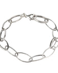 "Lottie" Sterling Silver Handmade Hammered Oval Link Bracelet - Peridot Fine Jewelry - Sarah Macfadden