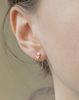 Marquise Moonstone Earring with Diamonds and Chain Drop - Peridot Fine Jewelry - Celine Daoust