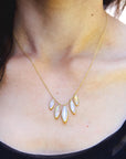 Marquise Moonstone Petite Fringe "Petals" Necklace - Peridot Fine Jewelry - Kothari