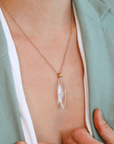Marquise - Shaped Phantom Quartz Pendant with 22K Gold Wide Bale - Peridot Fine Jewelry - Rosanne Pugliese