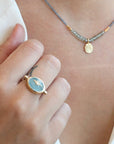 Milky Aquamarine Spinning Star Ring with Diamond Detail - Peridot Fine Jewelry - Zahava