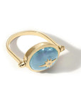 Milky Aquamarine Spinning Star Ring with Diamond Detail - Peridot Fine Jewelry - Zahava