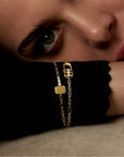 "Mini Catherine Key" Chain Bracelet with Three Diamonds - Peridot Fine Jewelry - Jade Trau