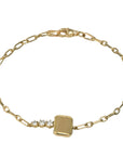 "Mini Catherine Key" Chain Bracelet with Three Diamonds - Peridot Fine Jewelry - Jade Trau