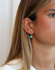 Mini Oval Sleeping Beauty Turquoise Earrings - Peridot Fine Jewelry - Rosanne Pugliese