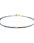 Ombre Blue Sapphire Faceted Beaded Bracelet with 18K Carved Nugget Bead - Peridot Fine Jewelry - Margaret Solow Jewelry