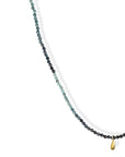 Ombre Blue Tourmaline Beaded Necklace with 18K Gold Charm - Peridot Fine Jewelry - Margaret Solow Jewelry