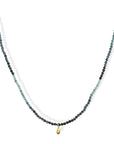 Ombre Blue Tourmaline Beaded Necklace with 18K Gold Charm - Peridot Fine Jewelry - Margaret Solow Jewelry