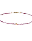 Ombre Pink Tourmaline Faceted Beaded Bracelet with 18K Knife - Edge Bead and Clasp - Peridot Fine Jewelry - Margaret Solow Jewelry