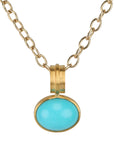 Oval Cabochon Turquoise Pendant Set in 22K - Peridot Fine Jewelry - Rosanne Pugliese