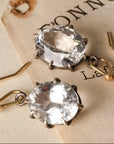 Oxidized Sterling Silver & 14K Oval Faceted White Topaz Earrings - Peridot Fine Jewelry - Rosanne Pugliese