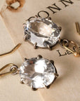 Oxidized Sterling Silver & 14K Oval Faceted White Topaz Earrings - Peridot Fine Jewelry - Rosanne Pugliese