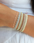 Pink Silk and Yellow Gold Vermeil Chain Woven Bracelet - Peridot Fine Jewelry - Marie Laure Chamorel