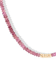 Pink Tourmaline Beaded Necklace with Five Hammered 18K Beads - Peridot Fine Jewelry - Anne Sportun