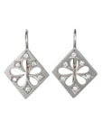 Platinum & Diamond Cutout Flower Earrings - Peridot Fine Jewelry - Cathy Waterman