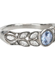 Platinum "Small Garland" Ring with Light Blue Sapphire & Marquise Diamonds - Peridot Fine Jewelry - Cathy Waterman