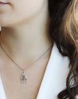 Platinum "Small Thorn Berry" Charm with Center Emerald and Diamond Details - Peridot Fine Jewelry - Cathy Waterman