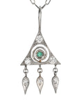 Platinum "Small Thorn Berry" Charm with Center Emerald and Diamond Details - Peridot Fine Jewelry - Cathy Waterman