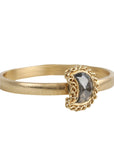 Rose - Cut Grey Diamond "Crescent Moon" Ring - Peridot Fine Jewelry - Trielle Fine Jewelry