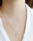 Rose Gold "Topaz Stone Medal" Necklace - Peridot Fine Jewelry - Tiny Om