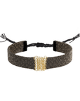 Ruthenium & Black Silk Woven Slim Bracelet with Gold Mesh Center - Peridot Fine Jewelry - Marie Laure Chamorel