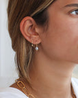 Small Silver Keshi Pearl Drop Earrings - Peridot Fine Jewelry - Rosanne Pugliese