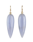 Smooth Inverted Teardrop Blue Lace Agate Earrings on 14K Ear Wires - Peridot Fine Jewelry - Rosanne Pugliese