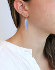 Smooth Inverted Teardrop Blue Lace Agate Earrings on 14K Ear Wires - Peridot Fine Jewelry - Rosanne Pugliese