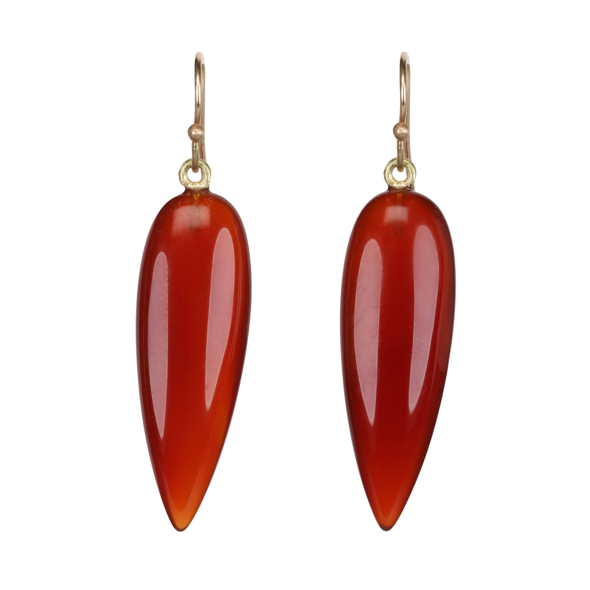 Smooth Inverted Teardrop Carnelian Earrings - Peridot Fine Jewelry - Rosanne Pugliese