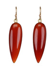 Smooth Inverted Teardrop Carnelian Earrings - Peridot Fine Jewelry - Rosanne Pugliese