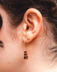 Stacked Garnet Baguette Hoop Earrings - Peridot Fine Jewelry - Trielle Fine Jewelry