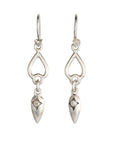 Sterling Silver "Aida" Double Open/Close Teardrop Earrings With Grey Diamonds - Peridot Fine Jewelry - dan - yell