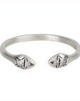 Sterling Silver "Aziza" Open Ring With Four Blackened Etched Diamonds - Peridot Fine Jewelry - dan-yell